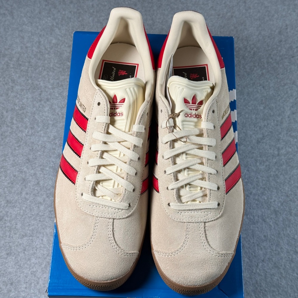 Adidas Gazelle Terrace Cream Red Black Men's 8.5 Suede Retro Sneakers NIB - Picture 4 of 8